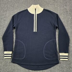 Krimson Klover Sweater Womens Medium Navy 1/4 Zip Mock Neck Knit Pullover Top